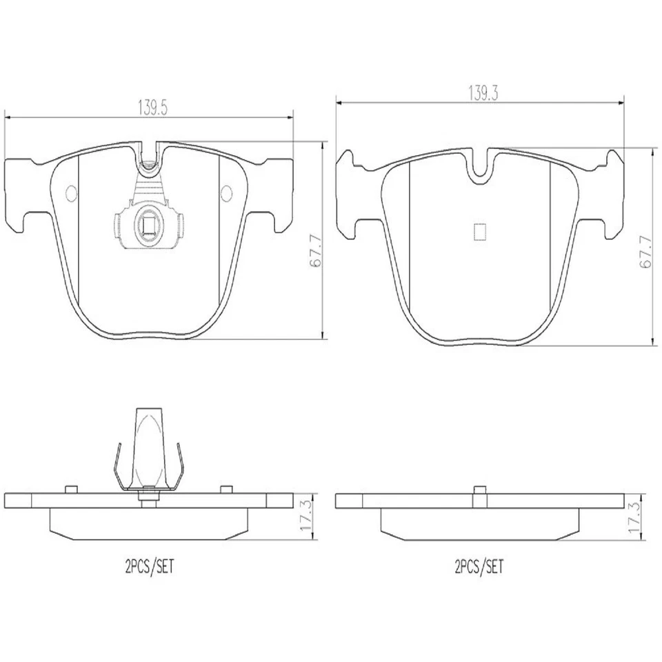 Juego de pastillas de freno cerámicas traseras Brembo kit sensor de desgaste para BMW F07 535i GT 550i GT Foto 2 de 4