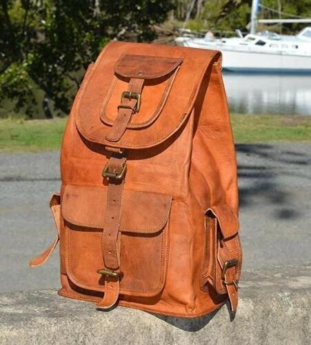 Laptop Men's Genuine 20'' Messenger Backpack Rucksack Leather Travel Bag New