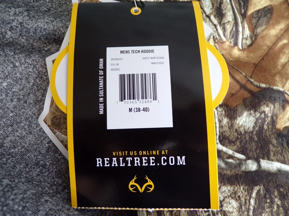 RealTree Mens Tech Pullover Hoodie Face Gaiter Size M 38-40 Performance Fleece - Image 3 of 4