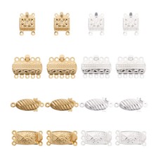 1 Box 4 Styles 304 Stainless Steel Box Multi-Strand Clasps Sets Jewelry Findings