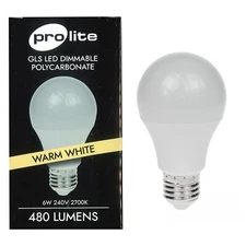2x 6W LED GLS Dimmable E27 Light Bulb 2700K ES Lamp Globe