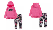 Baby Girl Nike Dri-FIT Hooded Peplum T-Shirt Leggings 2-Piece Set Size 12M