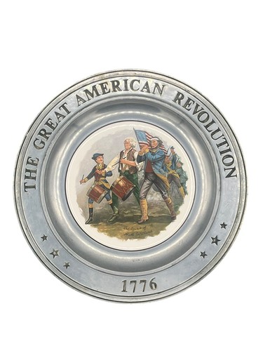 3 Vintage The Great American Revolution 1776 Pewter and Porcelain Plates - Picture 2 of 7