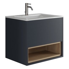 Image of Bathroom Wall Hung Vanity Unit Sink Cabinet Wash Basin Sink Storage Drawer 600mm