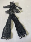 Vintage Barbie Or Clone Doll Black / Metallic color Lace Pants & Jacket