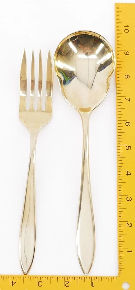 4 Pc DiRiGOLD DiRiLYTE GOLD WARE REGAL SERViNG SPOON LADLE MEAT & OLiVE FORK LOT - Image 2 of 4