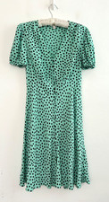 Ghost X M & S Dress Womens Green & Black Polka Dot Buttoned Tea Size 8