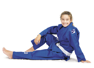 Kimono Judo Junior Green Hill 350g/m2 - Bianco/Blu Per Principianti E Gare