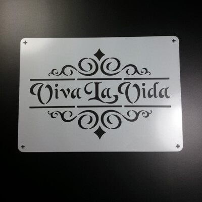 A4 Schablone Viva La Vida Shabby Schriftzug Ornament - BS498