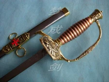 S0812 BRASS KNIGHT OF ST. JOHN TEMPLAR MASONIC RED CROSS CRUSADER SWORD 35.6"