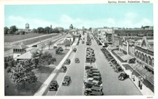 VINTAGE 1934 POSTCARD SPRING ST PALESTINE TX TEICH ARCHIVES MINT *