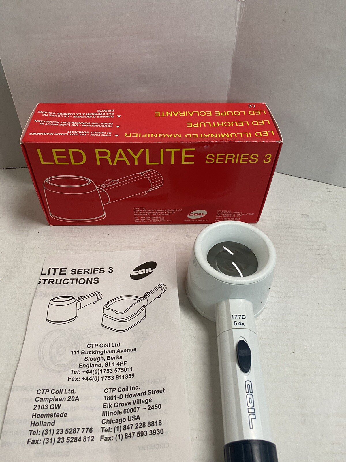Coil LED Raylite 31 Series 3 Lighted Handheld, Stand Magnifier 17.7D/5