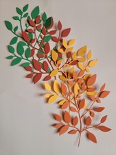 4 Asstd. FALL Color Leaves Branch Foliage Cardstock Die Cuts For Scrapbooking