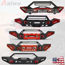 Steel Front Bumper w/Winch Plate For 2007-2024 Jeep Wrangler JK JL&Gladiator JT