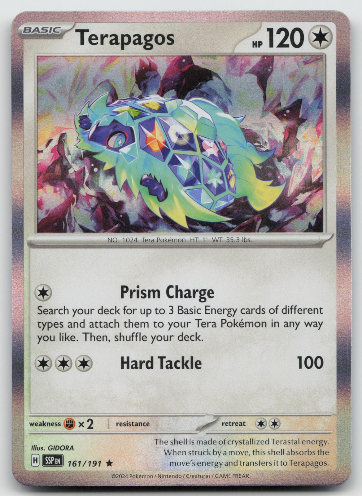Terapagos Rare Holo SV08: Surging Sparks 161/191 NM