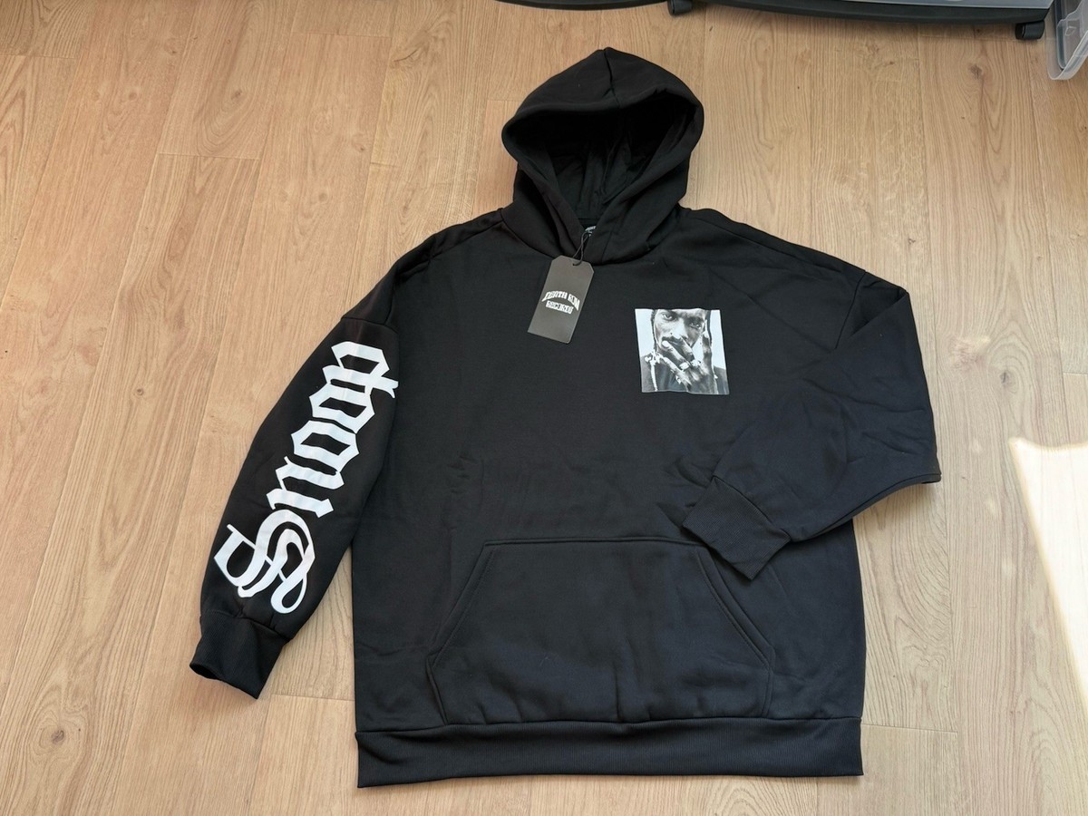 Snoop Dogg Death Row Records Hoodie Black Graphic Sleeve Hip Hop 