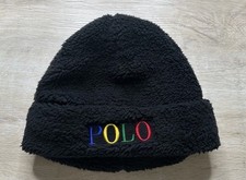 NWOT Polo Ralph Lauren Youth Hat Black Polo Logo Script Multicolor Beanie