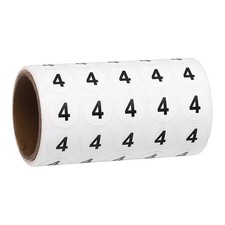 0.6" Small Round Number Stickers Roll, 1000 Pcs Circle Labels, Black Number 4