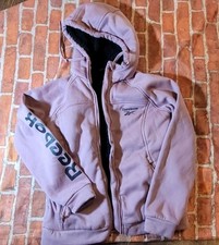 Reebok Women's Medium Dusty Pink Sherpa Lined Full-Zip Hoodie Jacket Logo Arm