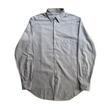 Giorgio Armani Button Down Shirt Gray Stripe Long Sleeve Men's Size L Pre-owned