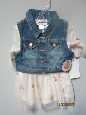 Rare Editions Toddler Girls 2-Piece Denim Vest & Ivory Dress Size 2T
