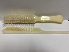 Cepillo de pelo vintage Stanley Lady Catherine todo nailon 5 filas marfil con peine