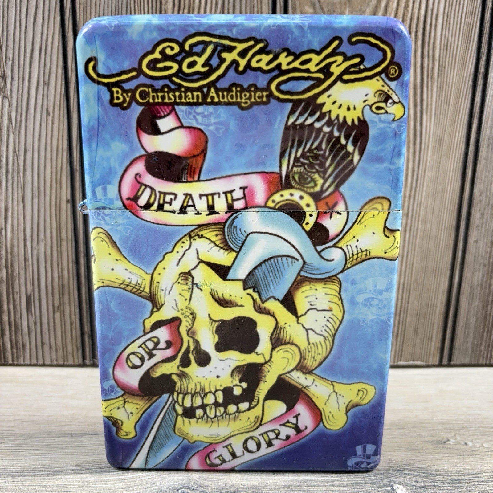 RARE ED HARDY BY CHRISTIAN AUDIGIER NULITE DEATH OR GLORY LARGE FLIP LIGHTER