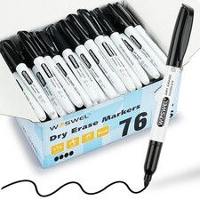 Dry Erase Markers Bulk, 76 Pack Black Fine Tip Whiteboard Markers, Fine Point...