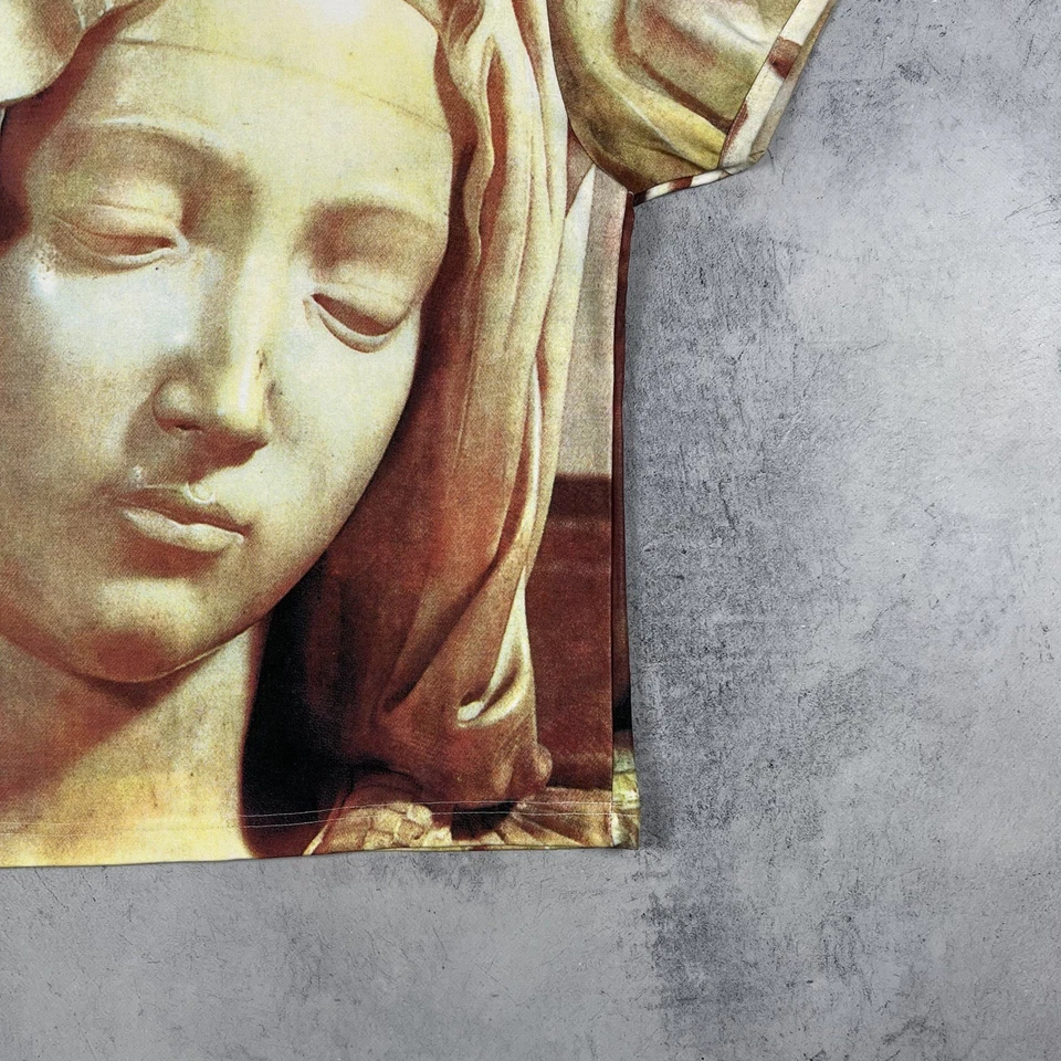 Camiseta Para Hombres Vaquero y Ángeles Virgen María Y2K Estampado Completo Manga Corta Talla M Foto 4 de 4