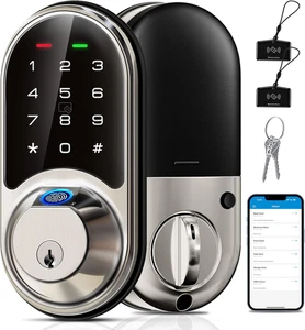 RZ07 Fingerprint Smart Lock, 7-In-1 Smart Locks for Front Door, Keyless Entry Do
