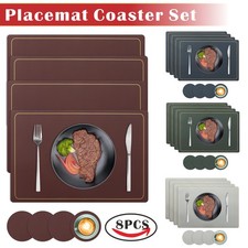 8pcs PU Leather Coaster Placemat Dining Table Heat insulation Mat Oilproof