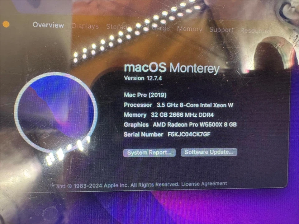 2019 Mac Pro 3.5GHz Intel Xeon W 8 Core 32GB RAM 500GB Radeon Pro W5500X 8GB L#3 - Image 4 of 4