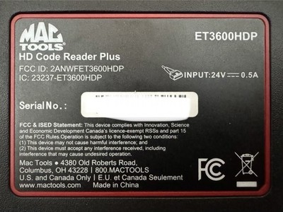 MAC Tools ET3600HDP - ET3600 HD Plus Code Reader | eBay