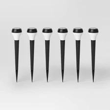 6pk Round Solar LED Outdoor Path Lights Matte Black - Room Essentials