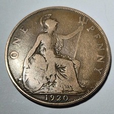 1920 George Very Rare One Penny Coin 