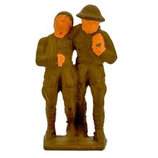 Grey Iron Lead Toy Soldier Helping Wounded Soldier G-105, Barclay Manoil SCARCE