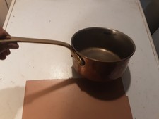 VECCHIO PENTOLINO IN RAME MANICO OTTONE SENZA MARCA PIUTTOSTO PESANTE ALTEZZA 8