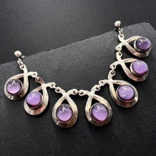 Vintage Danish Sterling Silver 925 Moonstone Necklace Handmade Jewelry Marked