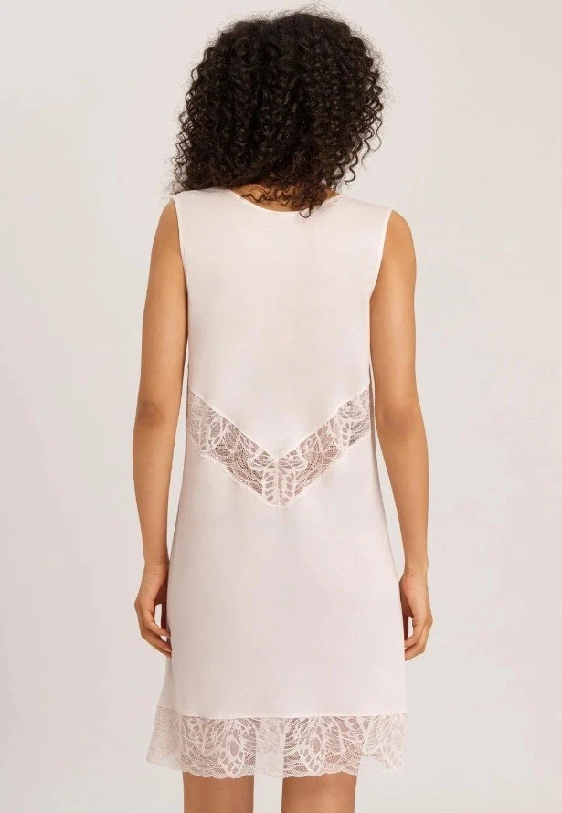 Hanro Elia Salsa Rose Sleeveless VNeck Lace Short Silky Nightdress XS UK 8-10 - Image 2 of 4