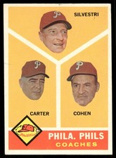 1960 Topps #466 Phila. Phils Coaches (Ken Silvestri / Dick Carter / Andy Cohen)