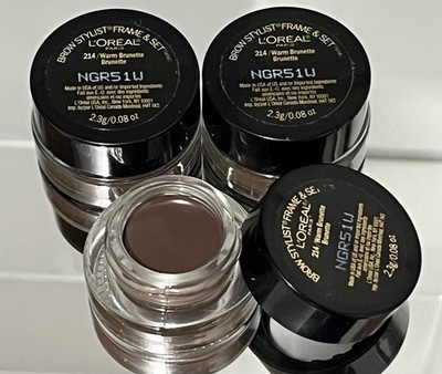 (3pc) L'Oreal Brow Stylist Frame & Set  214 WARM BRUNETTE Cream Pomade