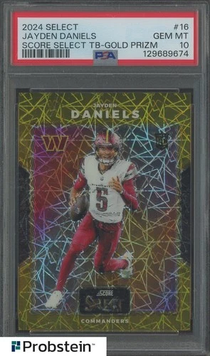 2024 Select Score Gold Prizm #16 Jayden Daniels Commanders RC Rookie 5/10 PSA 10