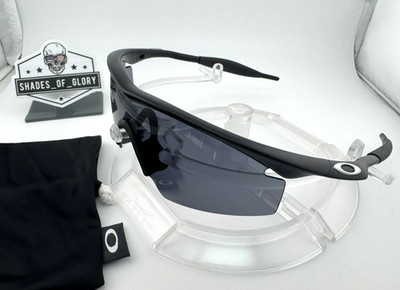 OAKLEY M FRAME MATTE BLACK SILVER ICONS W/ GREY STRIKE LENS SUNGLASSES AUTHENTIC