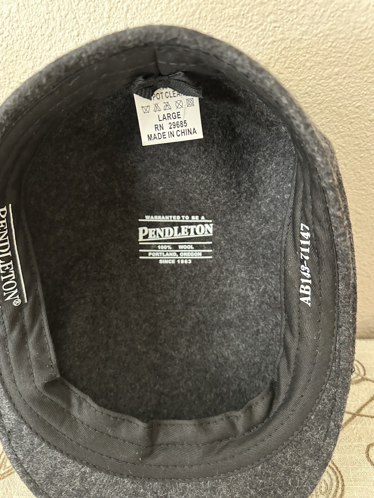 Pendleton Flat HAT Black /dark Gray 100% Wool New… - image 5