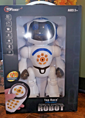 Top Race Intelligent Remote Control Robot With Colorful LED Light-White Ages 3+