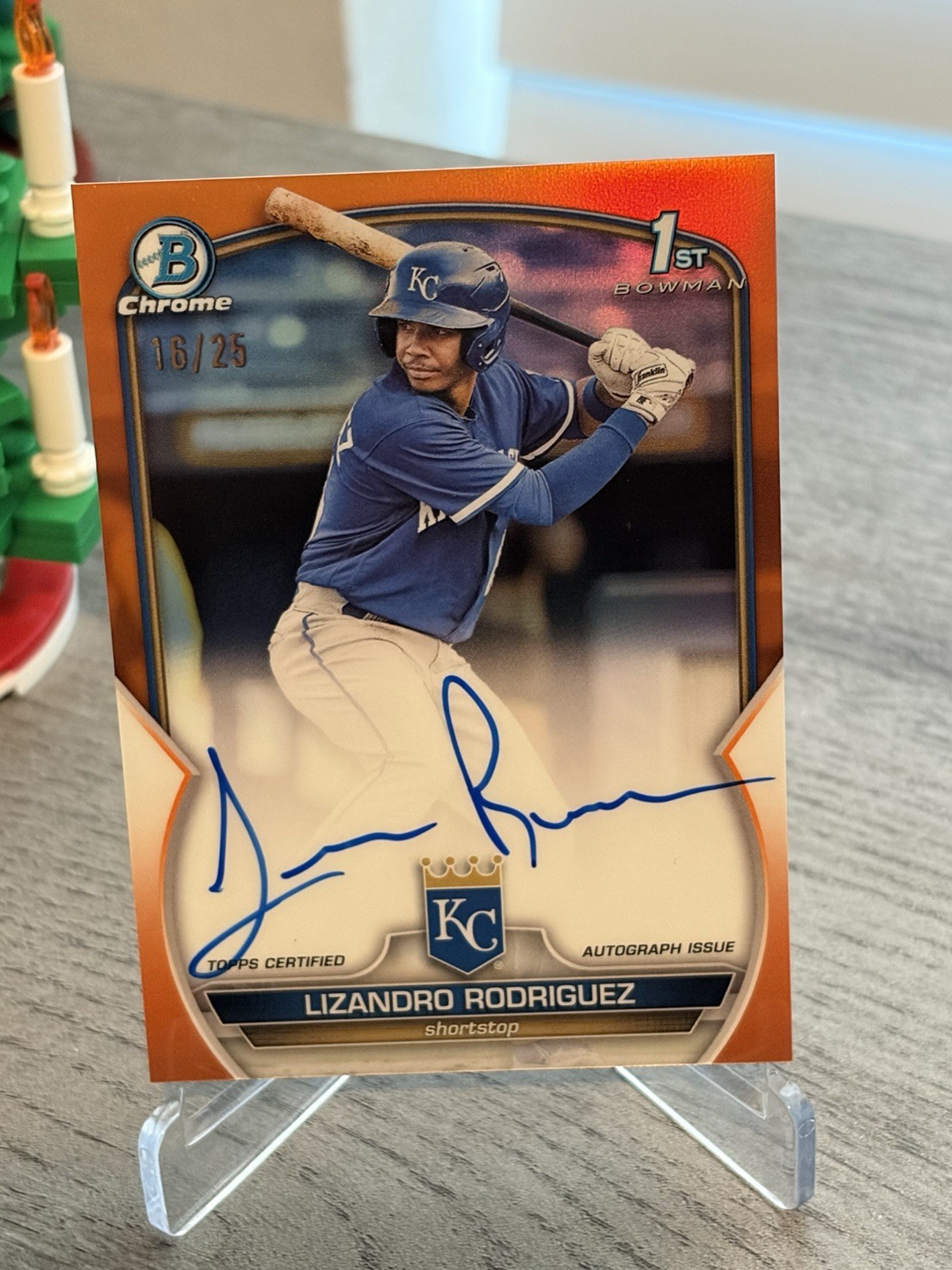 Lizandro Rodriguez 2023 Bowman 1st Chrome Orange Refractor Auto /25