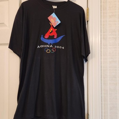 Athens 2004 Olympics T-Shirt XXL Black New With Tags Olympic Rings Graphic