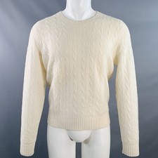 POLO by RALPH LAUREN Size M Cream Cable Knit Cashmere Crew Neck Sweater