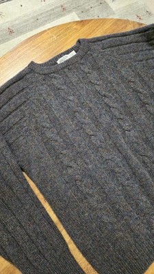 VTG Oakton Sweater Mens Large Brown Wool Blend Cable Knit Crew Neck USA 90s