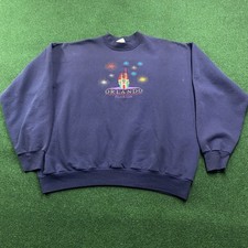 Vintage Magic Kingdom Sweatshirt Mens XL Blue 90S Embroidered Orlando Disney